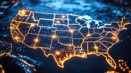 Poster - 5g network regions illustrated on a map of the united states highlighting coverage areas and connectivity enhancements