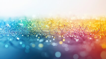Poster - A colorful abstract background featuring a rainbow line network representing creativity and modern design concepts