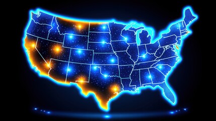 Poster - United states map highlighting smart city nodes in a modern design for innovative urban development concepts