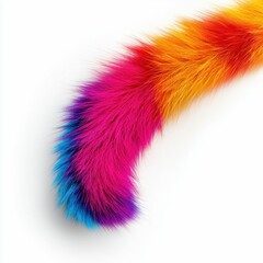Poster - Close-up of rainbow gradient fur, transitioning from blue to red in a visually striking vibrant curve.