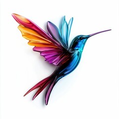 Poster - A vibrant hummingbird illustration with iridescent, glossy feathers in a modern and elegant design.