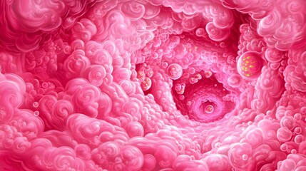 Wall Mural - pink cloud tunnel, swirling, fantasy, background, design