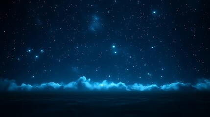 Wall Mural - night sky with glowing stars and clouds.