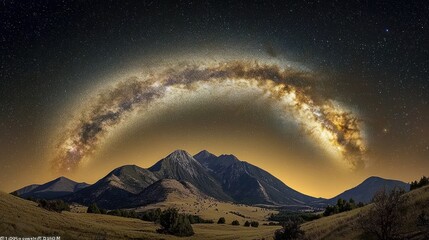 milky way arch over majestic mountains