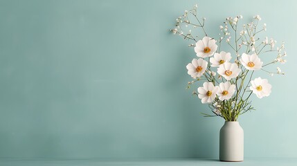 Poster - White flower vase minimalist design