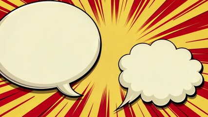 Aufkleber - A cartoon drawing of two speech bubbles, one of which is white and the other is yellow. The white bubble is empty and the yellow bubble is filled with a cloud