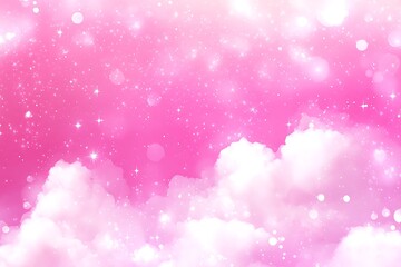Poster - Dreamy Pink Sky with Clouds and Sparkles for Fantasy Backgrounds