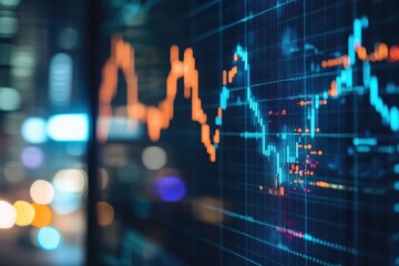 Poster - Advanced data processing visualizes stock market trends in a modern financial environment, stock market over data processing