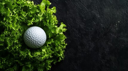 Leinwandbilder - High Contrast Golf Ball Resting on a Deep Black Background