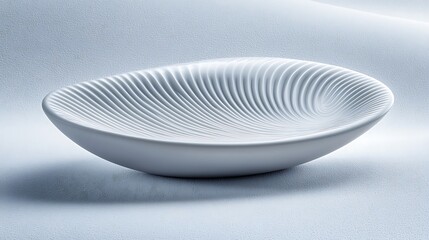 Poster - White textured ceramic bowl displaying dynamic abstract wave pattern