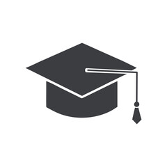 Poster - Simple Graduation Cap Icon in Black, Minimalist Design for Education and Academic Achievement