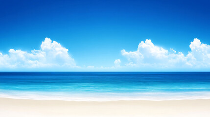 Wall Mural - Sandy beach with clear blue sky and ocean waves