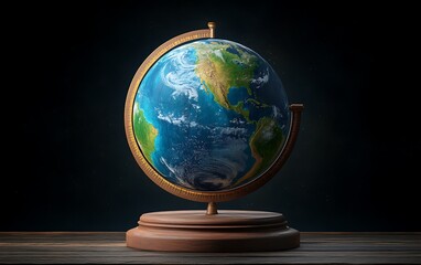 globe on wooden stand