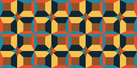 Fototapete - abstract geometric pattern background, geometric pattern with vintage colors
