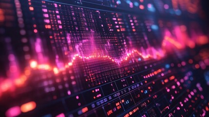 Analyzing data trends and patterns technology sector digital visualization abstract environment close-up view