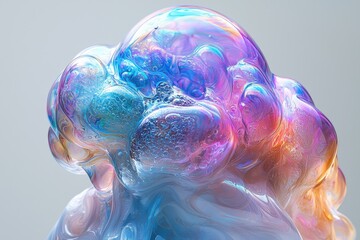 Aufkleber - Colorful iridescent bubble displays intricate details and captivating hues in a bright setting