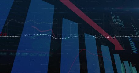 Poster - Animating digital graphs with fluctuating lines over abstract background in school