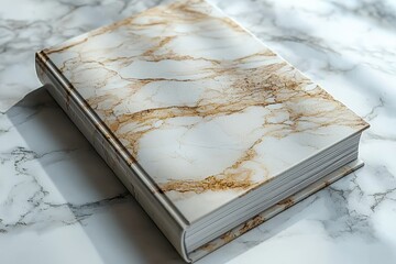 Leinwandbilder - Decorative marble-covered book resting on a glossy marble tabletop with elegant lighting