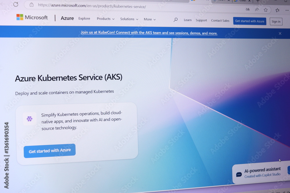 Kubernates Interface Azure kubernetes service interface on microsoft website displayed on ...