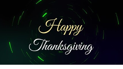 Poster - Swirling green light patterns creating Thanksgiving animation on dark background