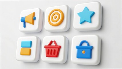 Aufkleber - Colorful 3D Icons on Clean Isolated Background for Digital Design