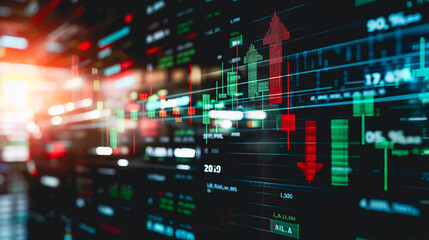 Poster - Financial Indicators: Highlighting an active market display, filled with dynamic charts and figures illustrating economic progression.