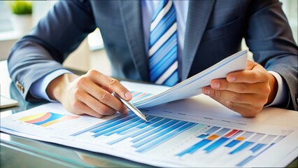 Poster - Business Professional Analyzing Sales Projections and Data Charts