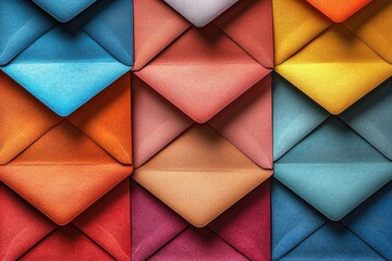 Aufkleber - Colorful envelopes arranged in a pattern showcasing vibrant hues and textures for creative projects