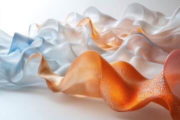 Aufkleber - Colorful undulating sculpture crafted from translucent material showcasing light and texture in an artistic display