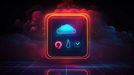 Neon Weather App Interface, 80s Retro