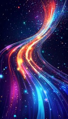 Fototapete - Abstract Swirling Light Trails on a Dark Background, Dynamic Flowing Energy, Vibrant Colors