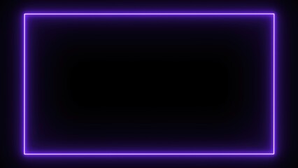 Poster - Neon frame with a glowing purple rectangular shape on a dark background.