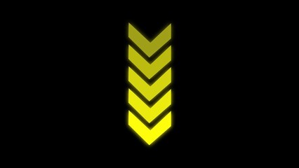 Poster - Yellow arrow pointing downward with chevrons on black background.