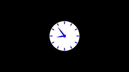 Poster - Simple clock with blue hands and markers on black background.