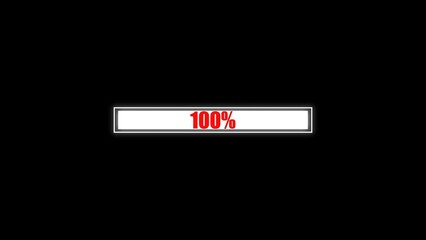 Poster - Loading bar filled to 100% with bold red percentage text on black background.