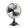 © William - White Electric Table Fan with Circular Grille and Control Buttons on White Base