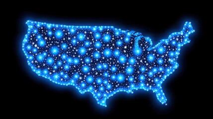 Poster - Blue themed visualization of the united states representing stock index performance and market conditions