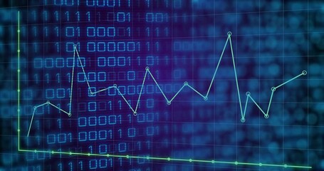 Poster - Animation of binary code with fluctuating line graph for data analysis in school