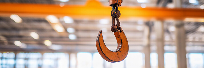 Aufkleber - Crane hook in modern warehouse interior for lifting tasks Generative AI