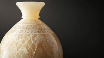 Poster - A close up image of a carved stone vase