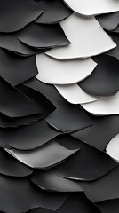 Poster - Close-up view of black and white abstract painting featuring irregular smear techniques and intriguing abstract shapes