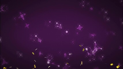 Poster - Animation of glowing purple shapes forming abstract patterns on dark background