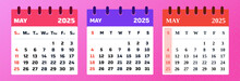 May 2025 Calendar. Set of May illustration. Calendar 2025. May Vector Bundle