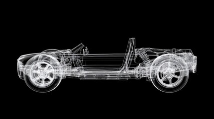 Aufkleber - Isolated X-ray image of a car chassis, displaying the intricate frame and skeletal structure, ideal for technical and automotive concepts.