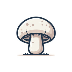 Wall Mural - Simple cream mushroom illustration in minimal vector style. Perfect for foraging guides and forest food identification materials.