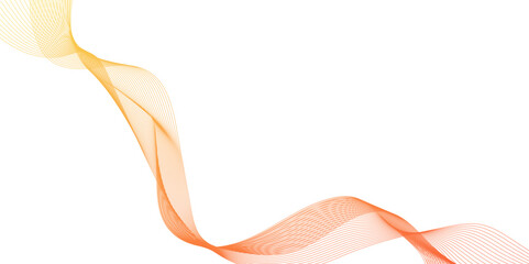 Poster - Glossy gold ribbon on a white background with copyspace, abstract wave element for design. digital frequency track equalizer, abstract orange wavy line wavy abstract or Stylized line art background.