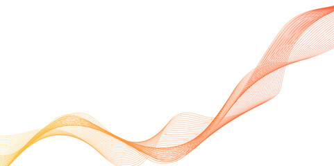 Poster - Glossy gold ribbon on a white background with copyspace, abstract wave element for design. digital frequency track equalizer, abstract orange wavy line wavy abstract or Stylized line art background.