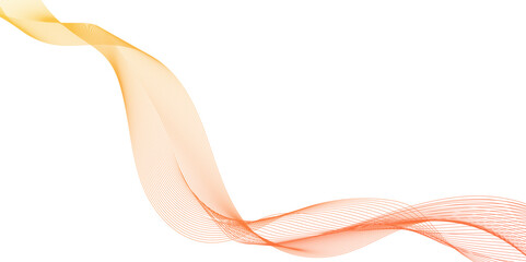 Poster - Glossy gold ribbon on a white background with copyspace, abstract wave element for design. digital frequency track equalizer, abstract orange wavy line wavy abstract or Stylized line art background.