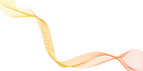 Poster - Glossy gold ribbon on a white background with copyspace, abstract wave element for design. digital frequency track equalizer, abstract orange wavy line wavy abstract or Stylized line art background.