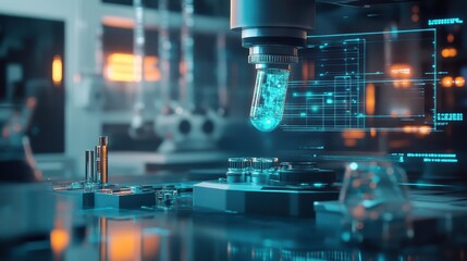 Poster - Futuristic Laboratory Scene Depicting Electronic Component Analysis Technology